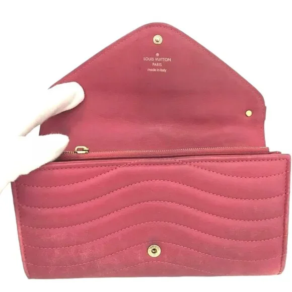 642340BS (X5) Louis Vuitton Wallet Long New Wave Pink Leather - Picture 6 of 10